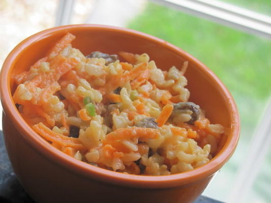Salada de passas, arroz e cenoura