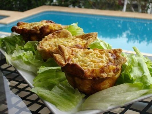 tartes / quiches de cogumelos, espinafres e presunto