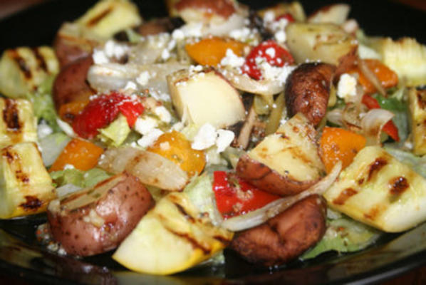 salada de legumes grelhados com vinagrete de estragão