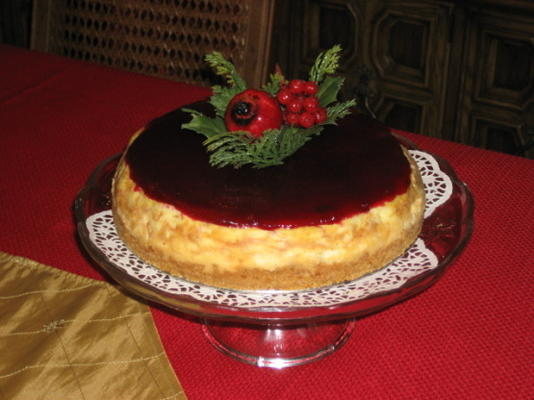 cheesecake de baunilha e cobertura de rubi