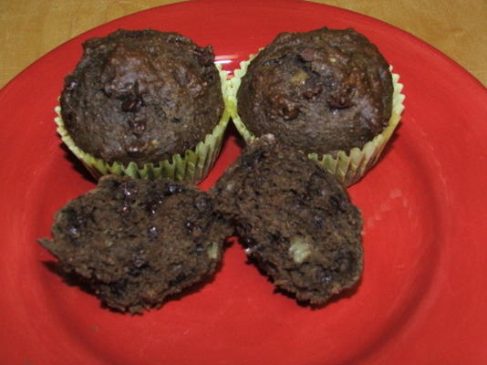 Muffins de banana decadência chocolaty