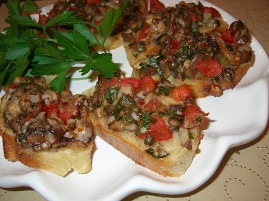 cogumelo e parmigiano bruschetta