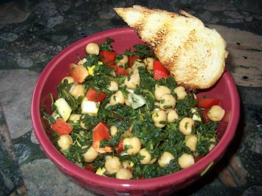 refrescante salada de espinafre e grão de bico