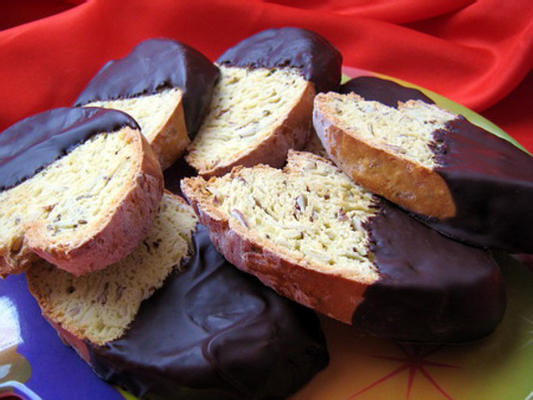 chocolate mergulhado amêndoa anis biscotti