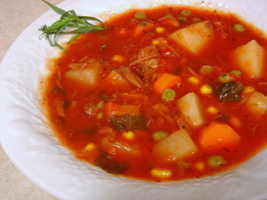 pote de barro sopa de carne vegetal