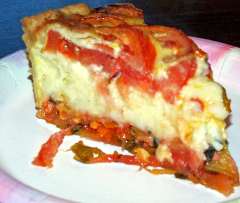 torta de alho-poró tomate