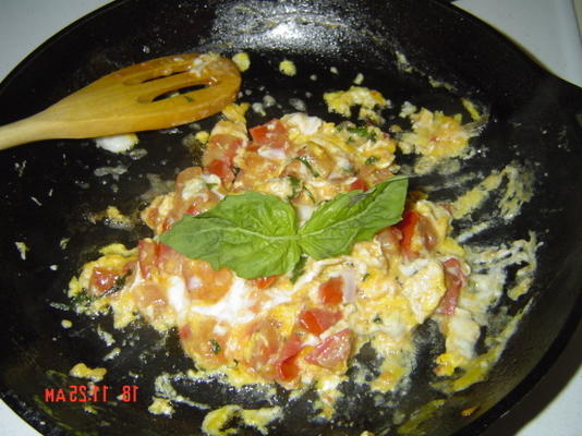 tomate e ovo de manjericão