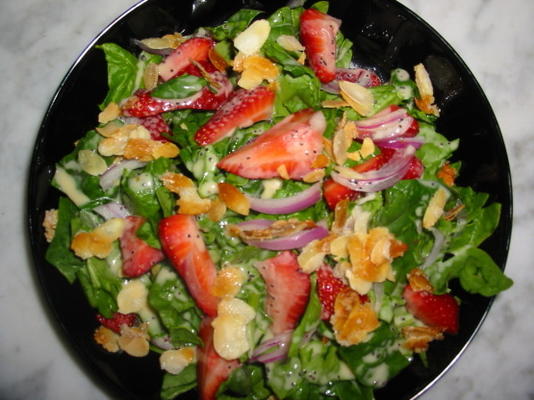 salada de espinafre com molho de framboesa cremoso