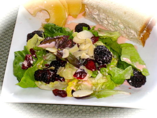 salada verde com molho de romã e grapefruit