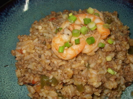 arroz integral sujo com camarão