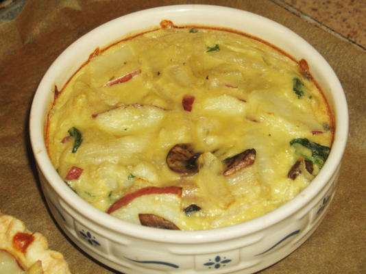 quiche de cogumelos e espinafres