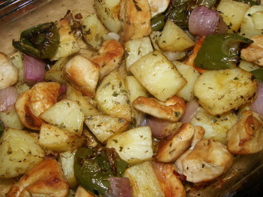 frango com legumes assados ​​e gorgonzola