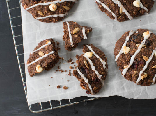 biscoitos de cranberry de chocolate duplo