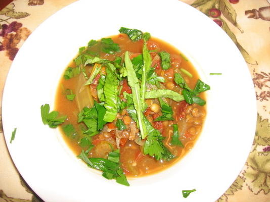 lentilha marroquina e sopa de legumes
