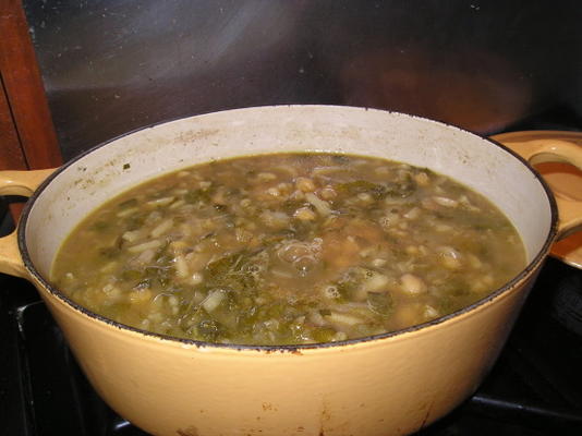 Sopa de espinafre e grão de bico portuguesa (sopa de grao)