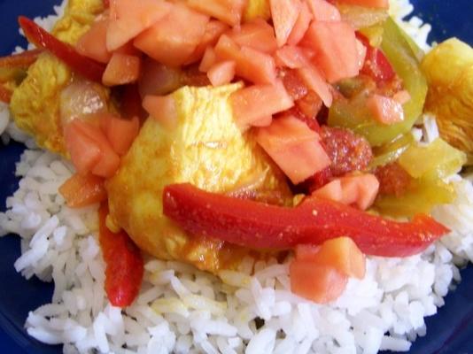 frango, pimentão e arroz estilo caribenho