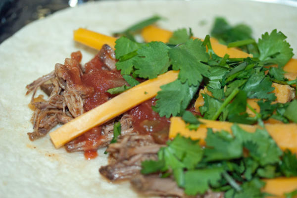 5 ingredientes lentos burritos de carne fogão