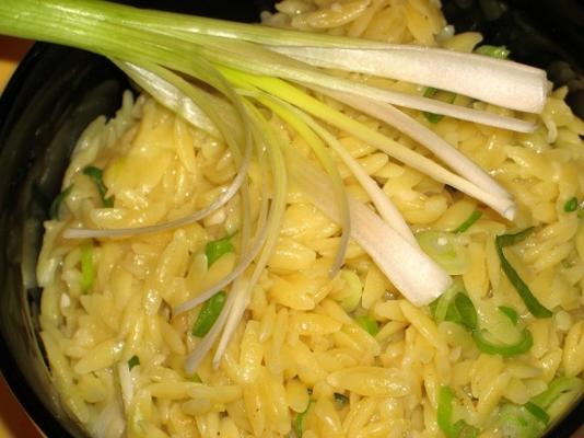 orzo pilaf com cebola verde e queijo parmesão