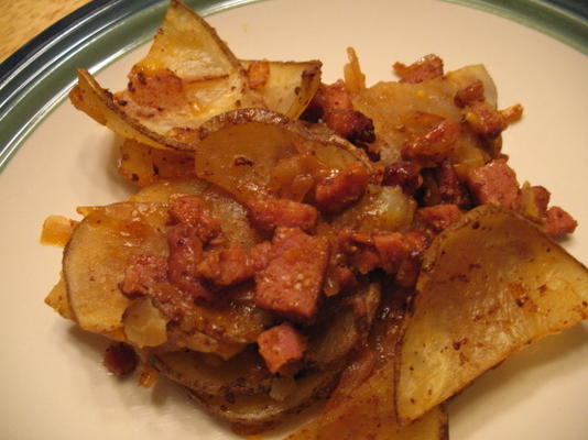 presunto cajun e batata assar