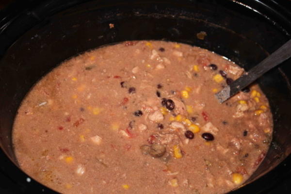 crockpot salsa frango e sopa de feijão preto
