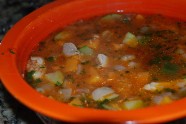 frango marroquino e sopa de cuscuz