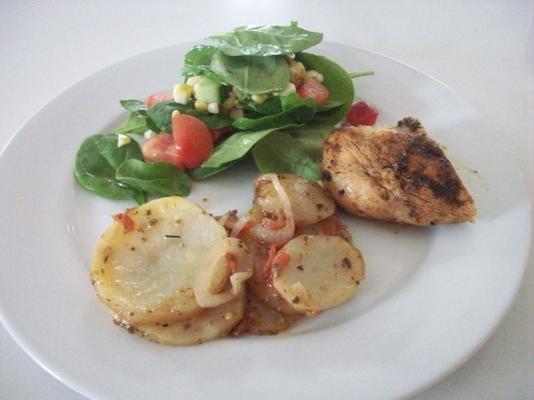 batatas assadas com tomate e cebola