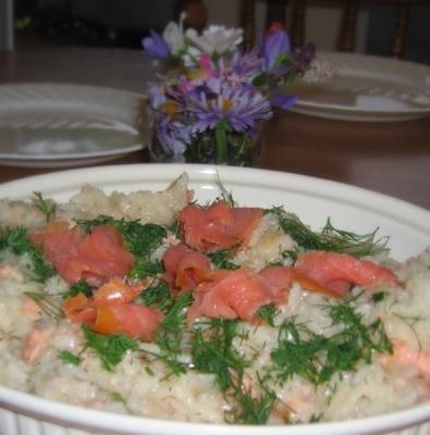 risoto de salmão defumado