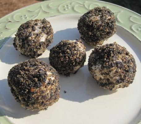 trufas de cabra de azeitonas pretas