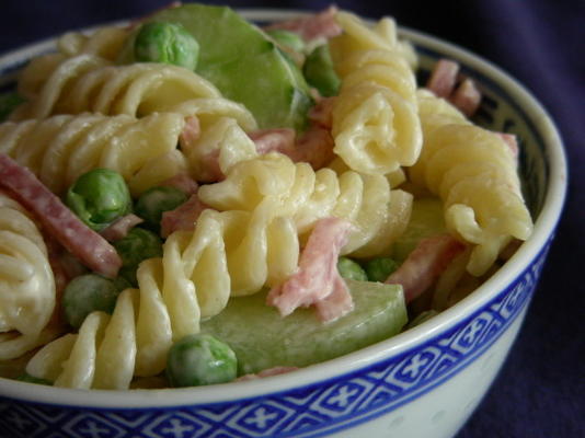 macarrão de piquenique e salada de presunto