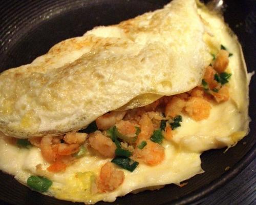 camarão com pouca gordura e omelete suíço