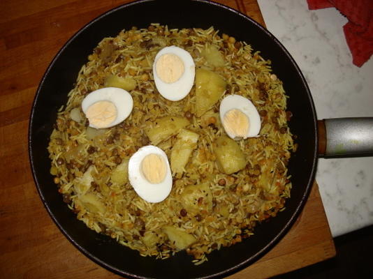 lentilhas com arroz e batata