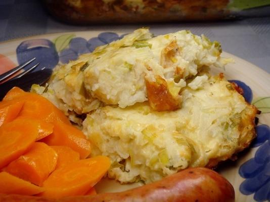 batatas com alho-poró e gruyere