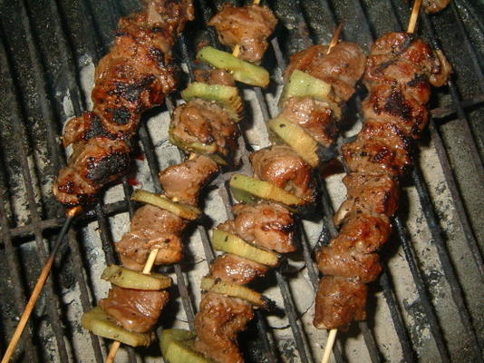 kabobs de cordeiro de kiwi de churrasco