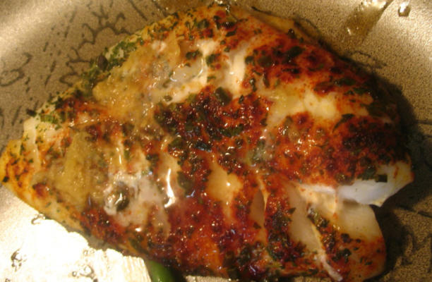 grelhado orange roughy com limão, fines herbes e páprica