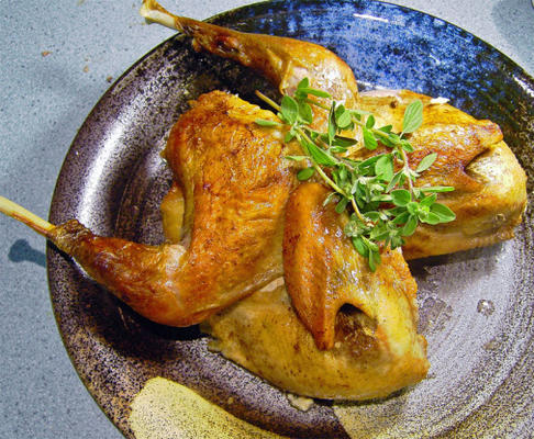 assado, pintada, galinha, com, brie