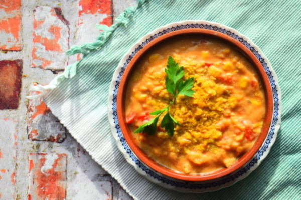 sopa de lentilha vegetariana temperada