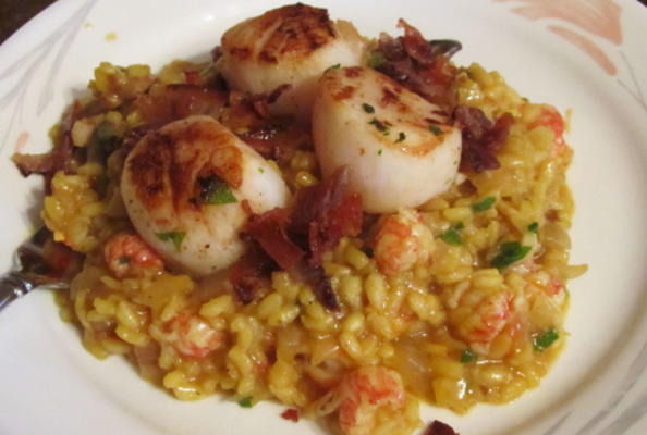 risoto de langostino com vieiras