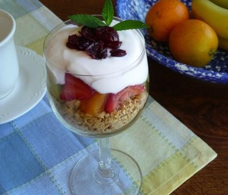 café da manhã iogurte parfait com frutas frescas e granola