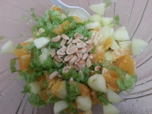 salada de maçã e laranja com molho de mel e alho