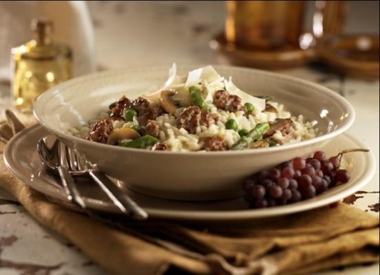 risoto de linguiça e legumes