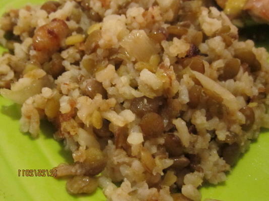 Arroz peruano e lentilhas (tacu tacu)