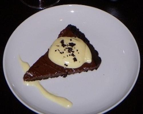 Tarte de chocolate amargo com bacon e chantilly creme de amêndoa