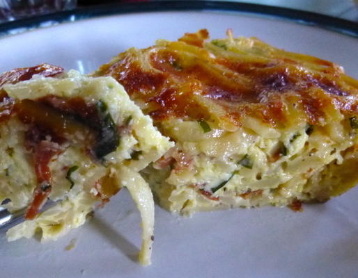 linguine e frittata proscuitto