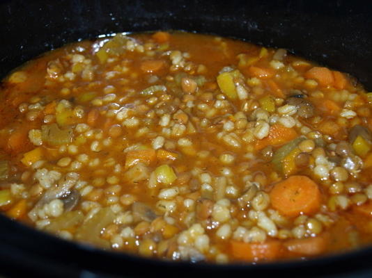 sopa lenta lentilha fogão vegetal