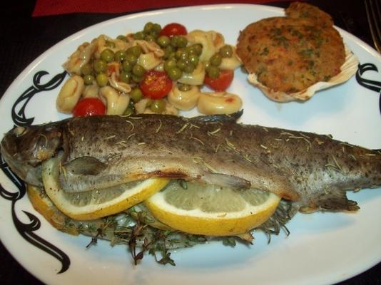 erva recheada truta arco-íris