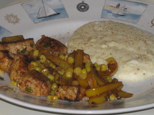 carne de porco fiesta e polenta de queijo