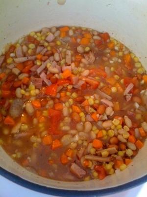 sopa picante de presunto e feijão