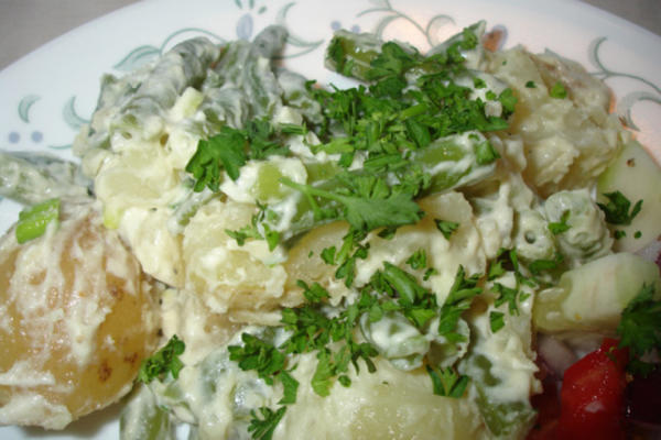 salada de batata dijon com feijão verde