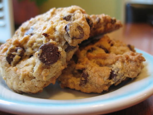 biscoitos de aveia com gotas de chocolate (veganos ou não)
