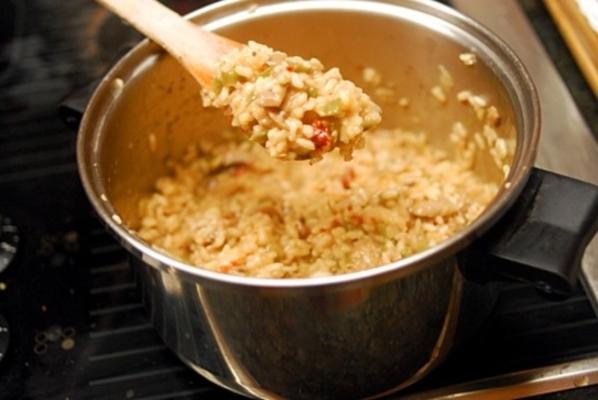 risoto de queijo parmesão com cogumelos